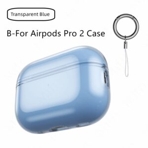 Transparent Blue B Airpods Case-00